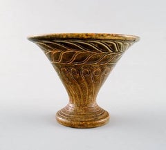 Khler, Dänemark, Vase aus glasiertem Steingut, schöne gelbe Glasur