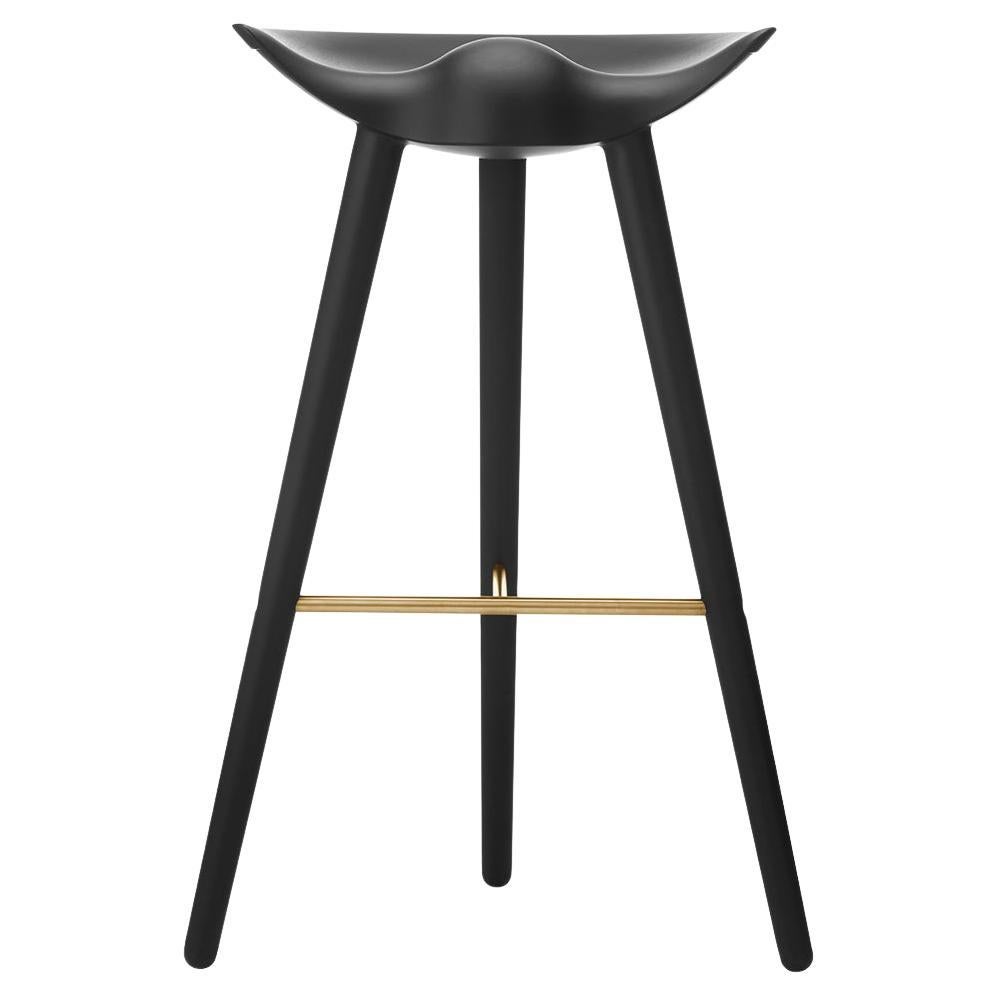 Mogens Lassen ML 42 Counter Stool Black Stained Beech Brass for Audo For Sale
