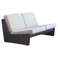 1970er Carl Straub schwarzer Eichen-Liegesessel mit Schurwoll-Polsterung