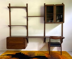 Mid century 1970's Modernist walnut butcher block wall unit - JA Woodcraft