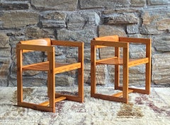 Pair of mid century 1960's Edvin Helseth Norwegian Brutalist pine armchairs