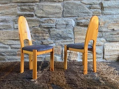 Pair of 1970's Danish Brutalist pine high back dining chairs - Niels Koefoed