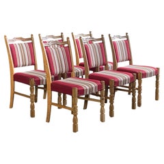 Set of six 1960's brutalist Danish oak dining chairs - Henning Kjaernulf