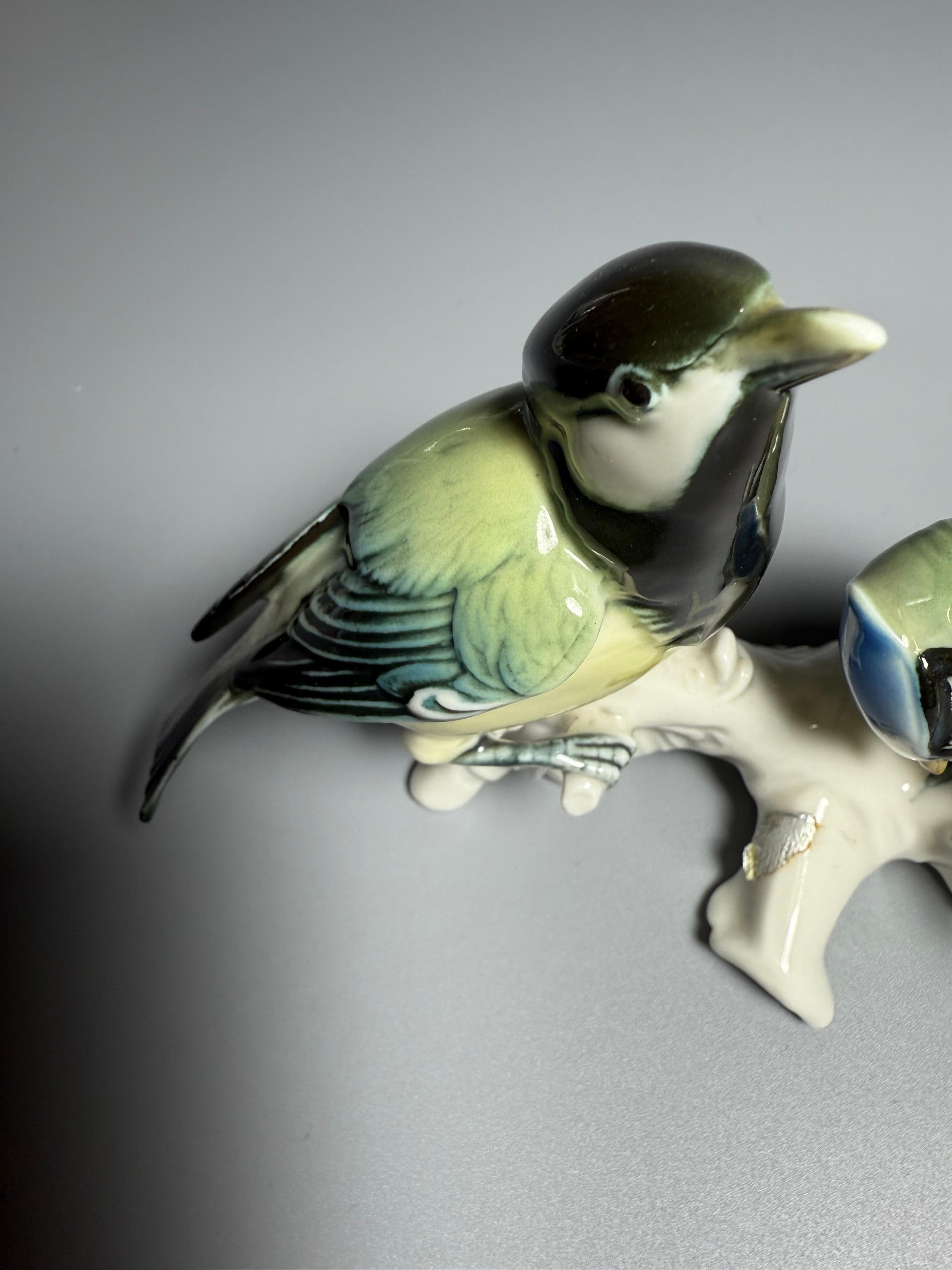 Figura di porcellana Uccelli Karl Ens Cinciallegra Blu in vendita 2