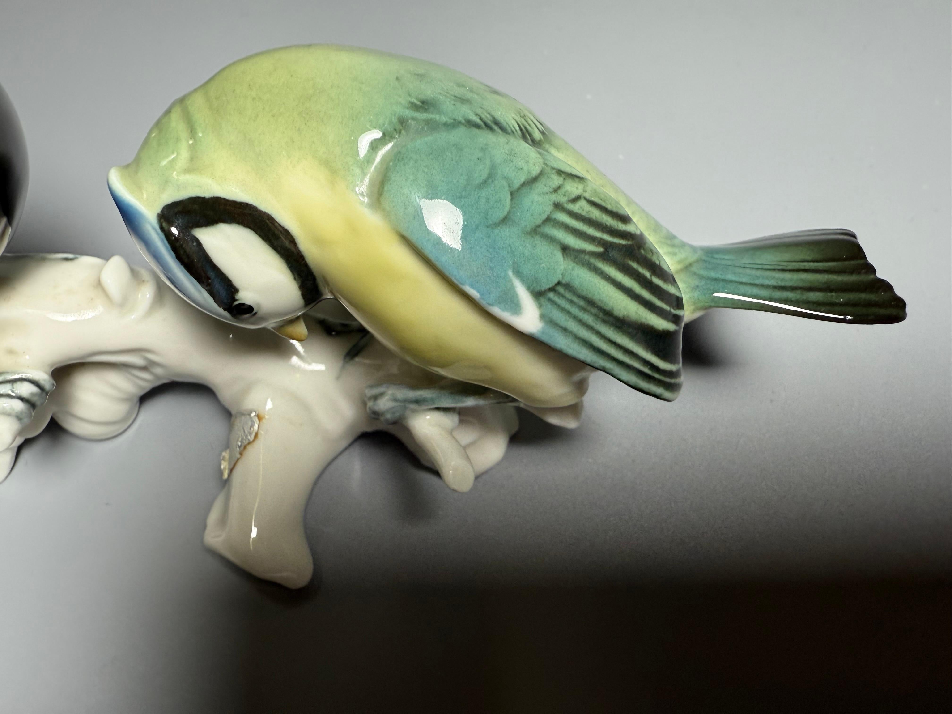 Figura di porcellana Uccelli Karl Ens Cinciallegra Blu in vendita 1
