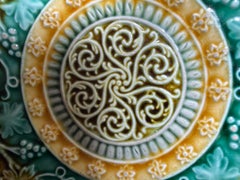 Art Nouveau Majolica Grapes Leaves Geometric Centre Germany Late 19th Century