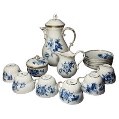 Rococo Tea Coffee Service Meissen Blue Flowers First Choice 1940s