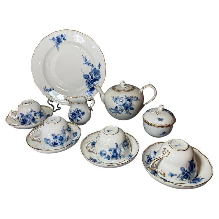 1940s Rococo Tea Service Meissen Blue Flowers First Choice For