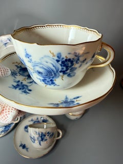 1940s Rococo Tea Service Meissen Blue Flowers First Choice