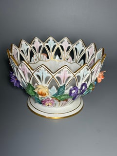 Rococo 1910 Hand Painted Centerpiece Bowl Carl Thieme Potschappel Dresden