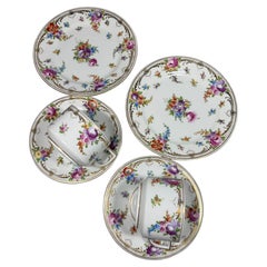 Rococo Helena Wolfsohn Dresden Tea Set for 2 Hand Painted 1880s Floral design