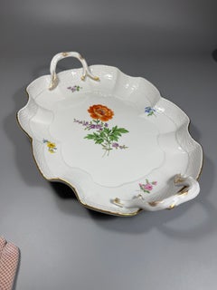Meissen Porcelain Serving Platter, Hand-Painted Floral Design, Germany
