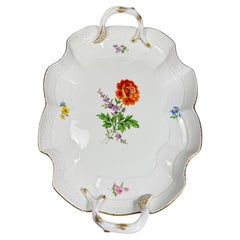 Meissen Porcelain Serving Platter, Hand-Painted Floral Design, Germany