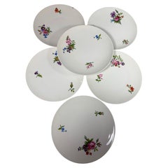 KPM Berlin Six Dessert Side Plates Hand Painted Floral Design 1945-1948