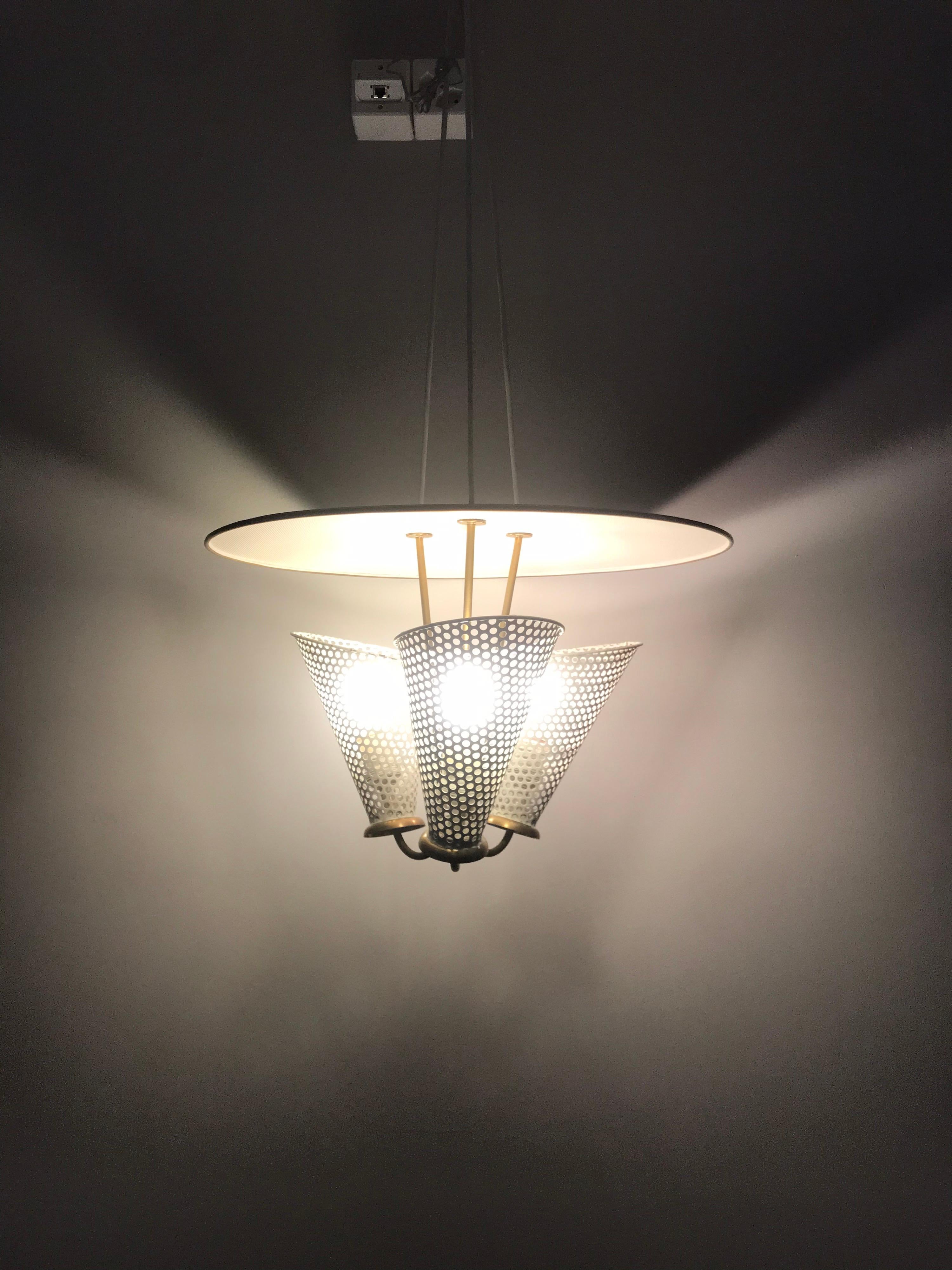 Mid-20th Century Mathieu Mategot Style Pendant Lamp For Sale