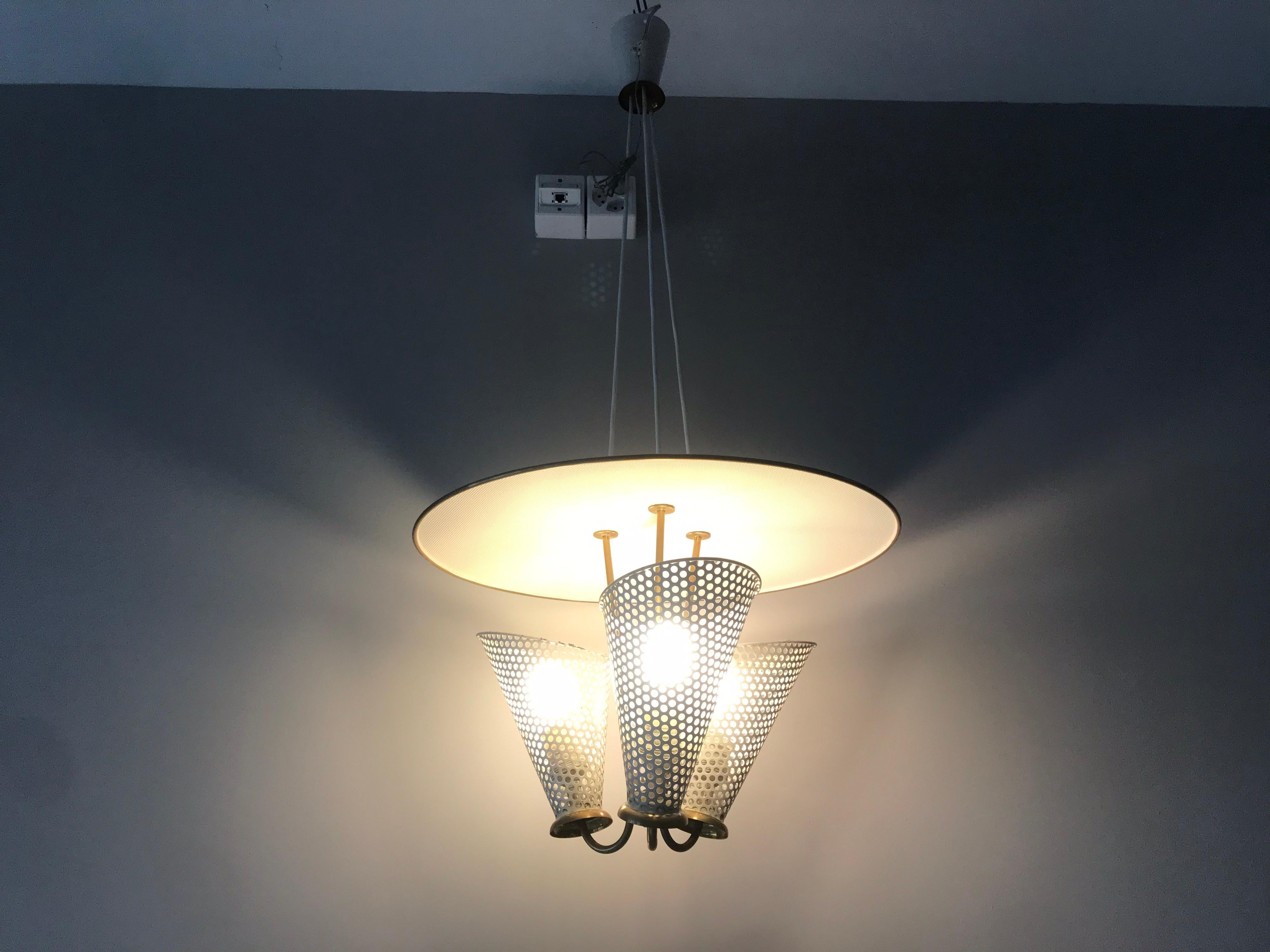 Brass Mathieu Mategot Style Pendant Lamp For Sale