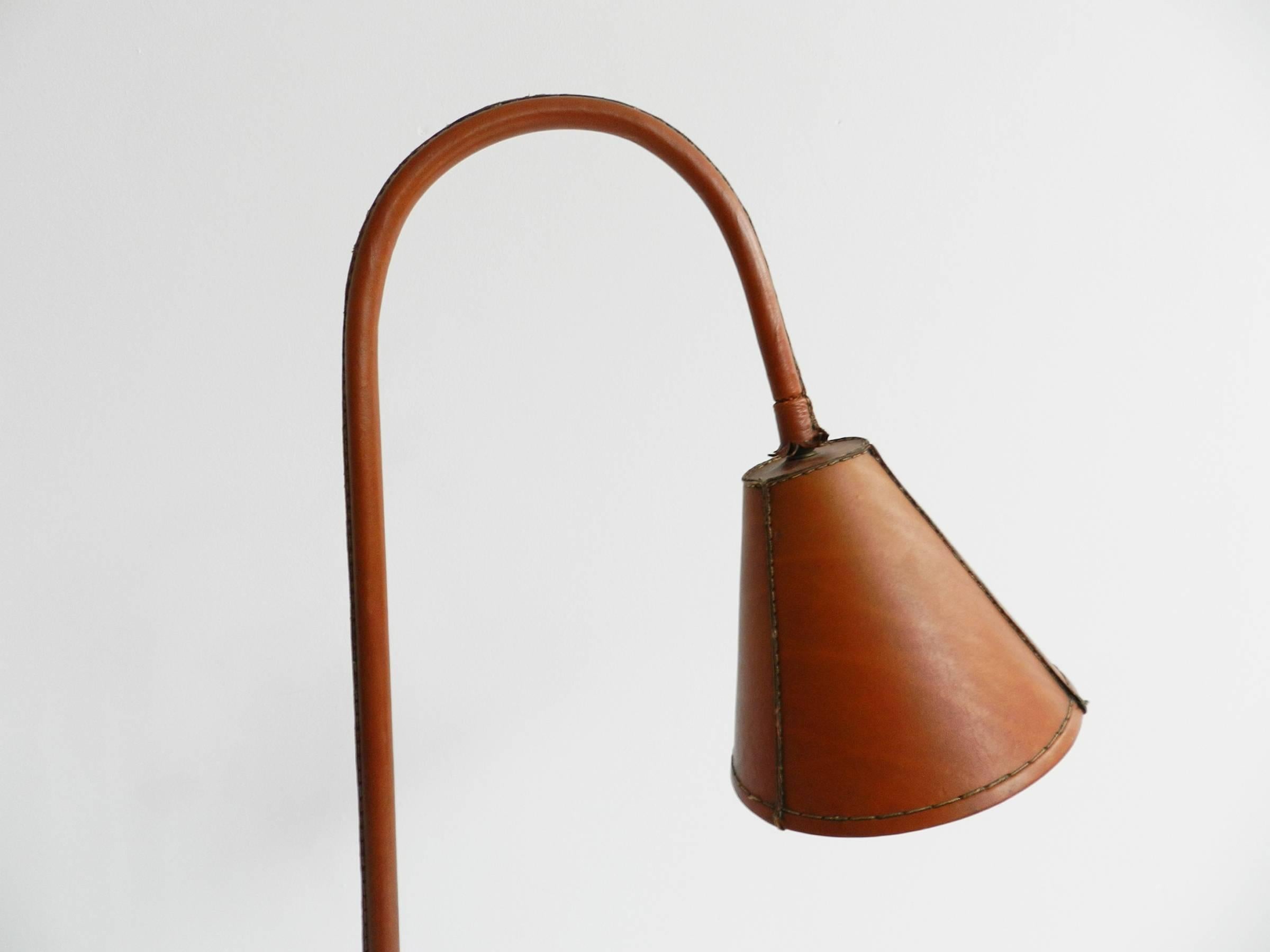 Mid-Century Modern Leather Floor Lamp by Valenti, Spain