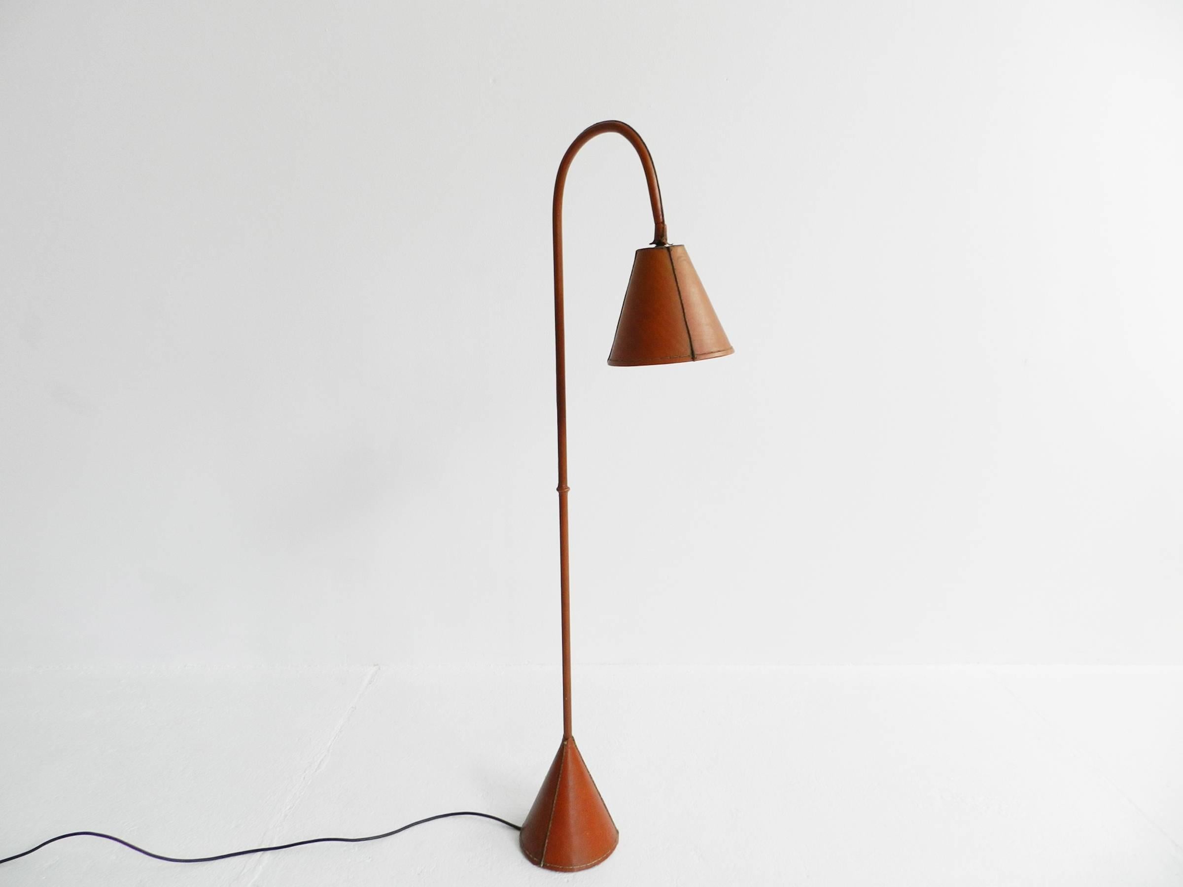 Mid-20th Century Leather Floor Lamp by Valenti, Spain