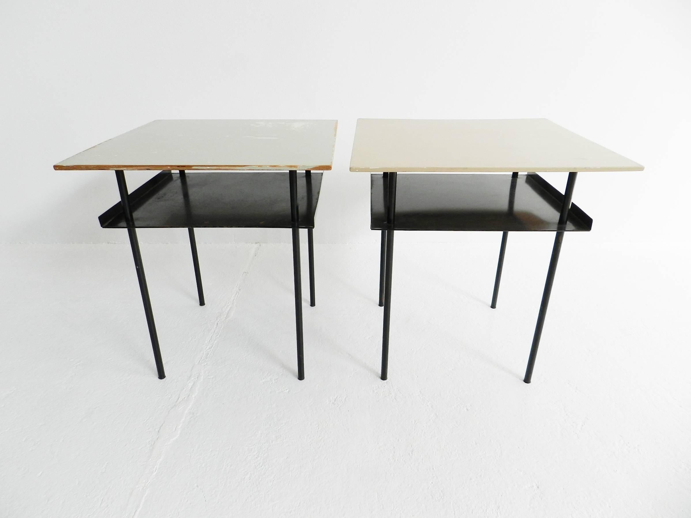 Dutch Pair of Auping Side Tables by Wim Rietveld For Sale