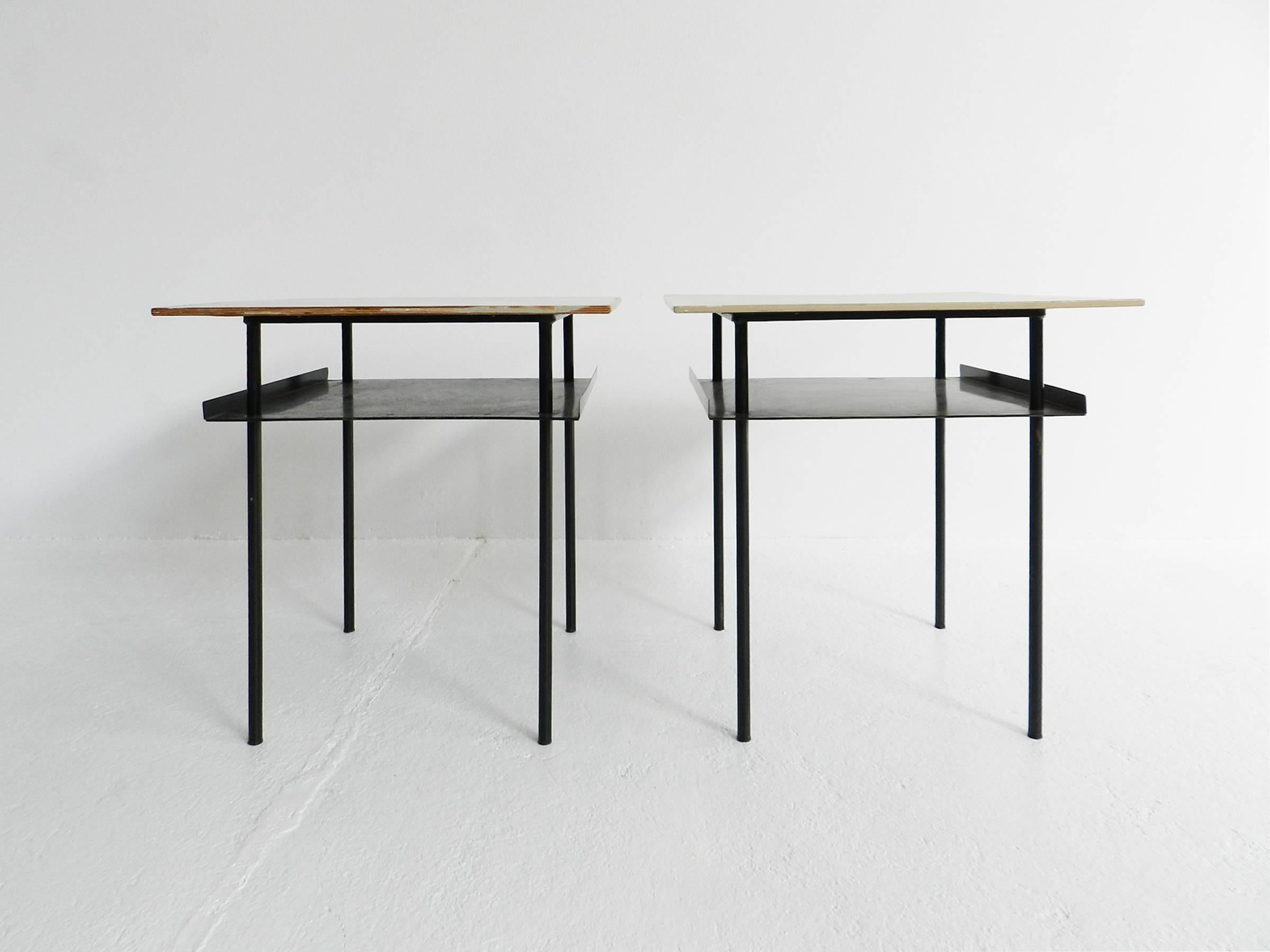 Painted Pair of Auping Side Tables by Wim Rietveld For Sale