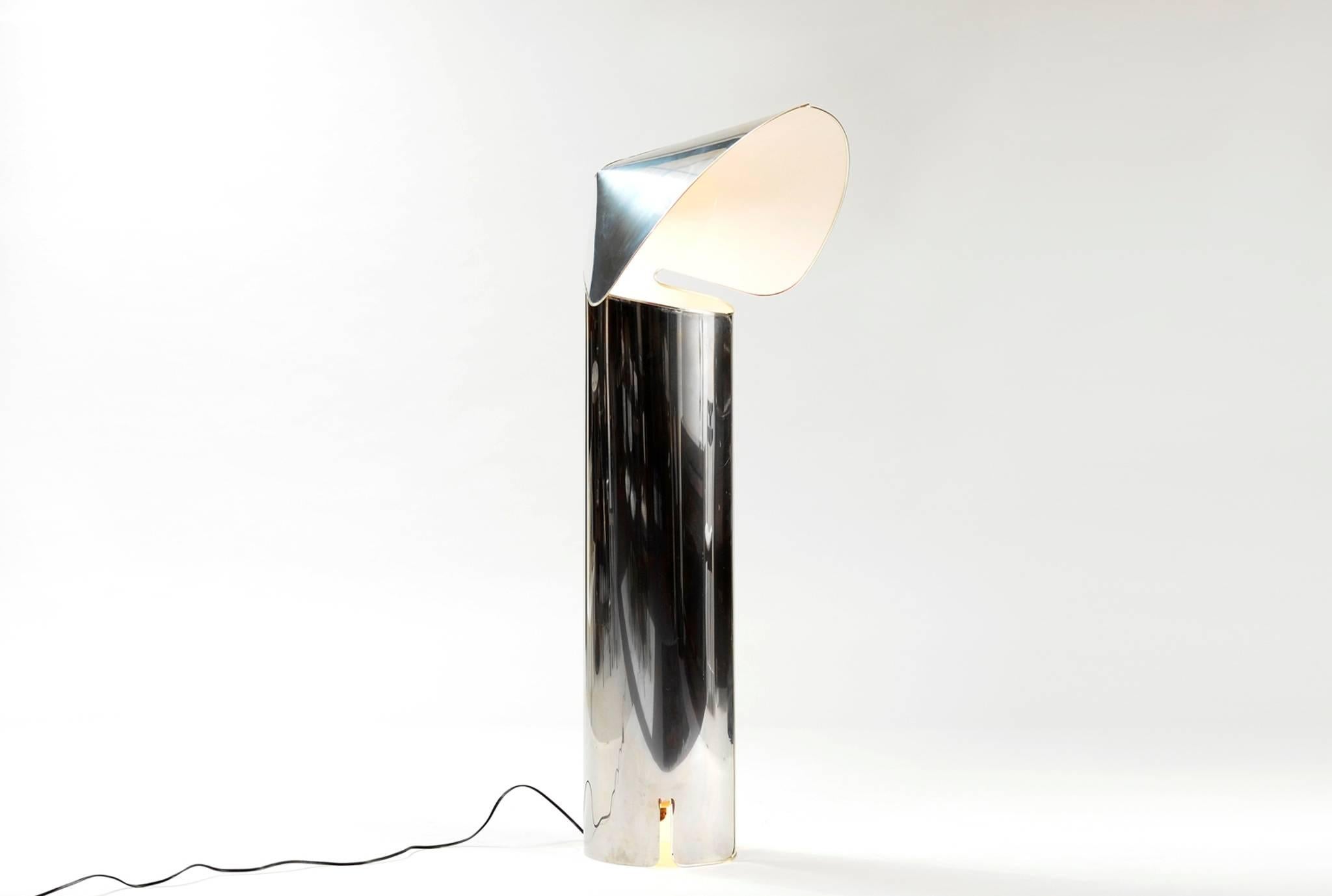 Mario Bellini.
Chiara floor lamp.
Flos.
Italy, 1967.
Chrome-plated and enameled metal.
 