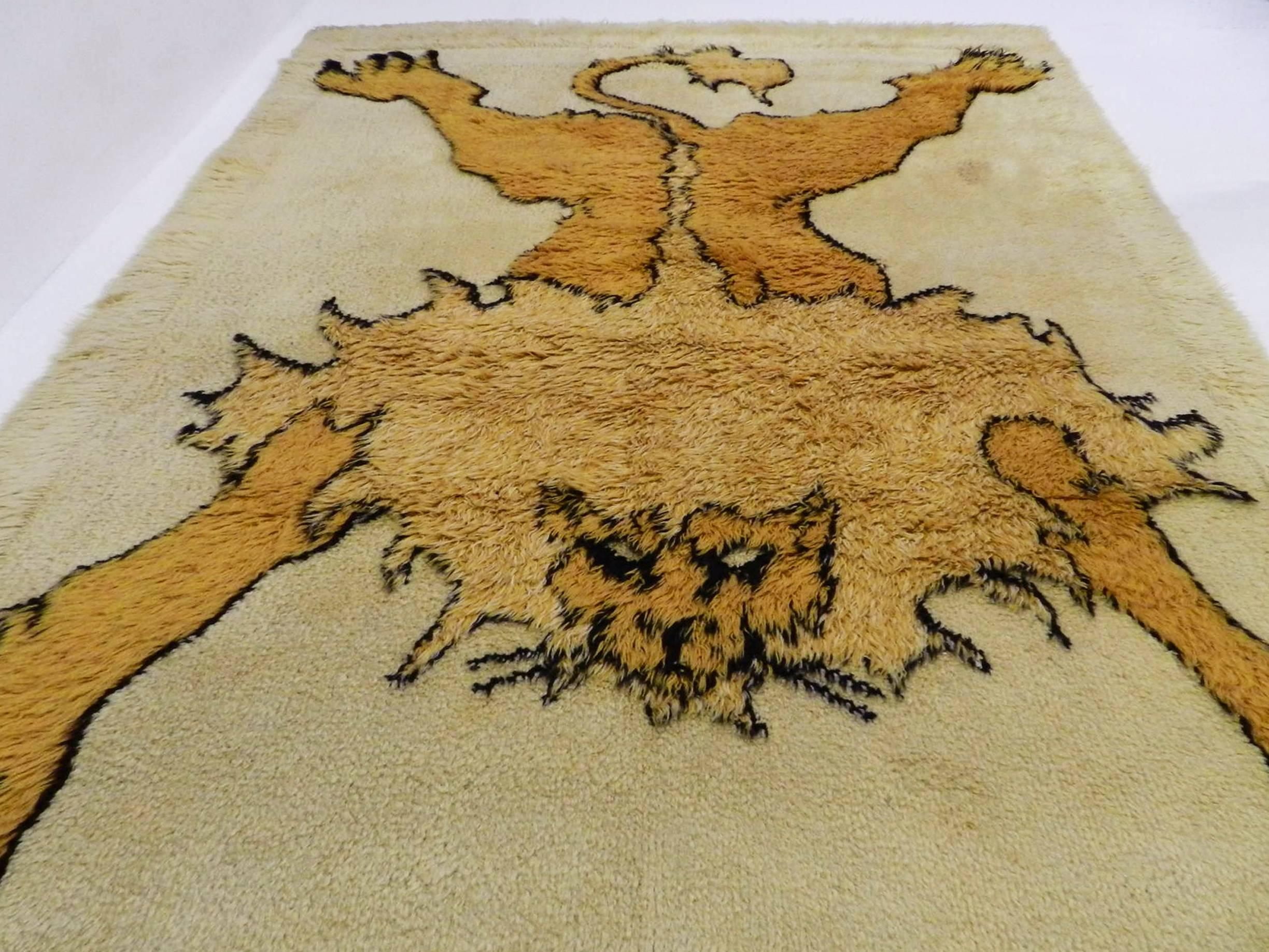Mid-Century Modern Tapileo from the Serie Tapizoo, Rare Art Rug in Limited Edition  1970 Italy