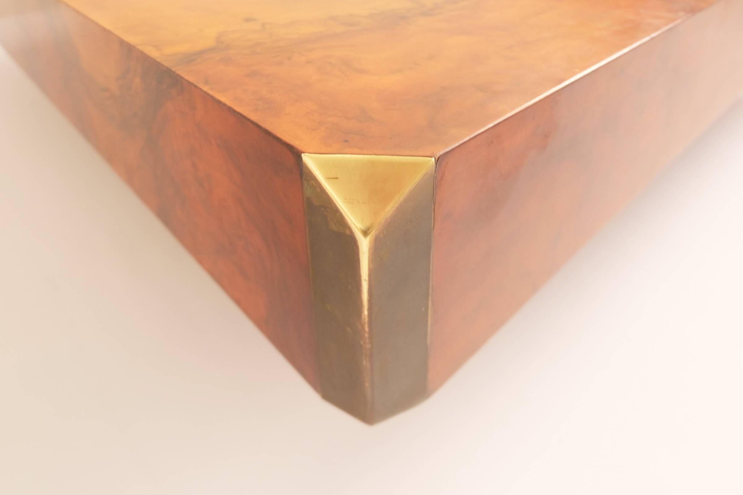 Willy Rizzo, Alveo Bar Coffee Table, in Stunning Burl Wood and Brass 3