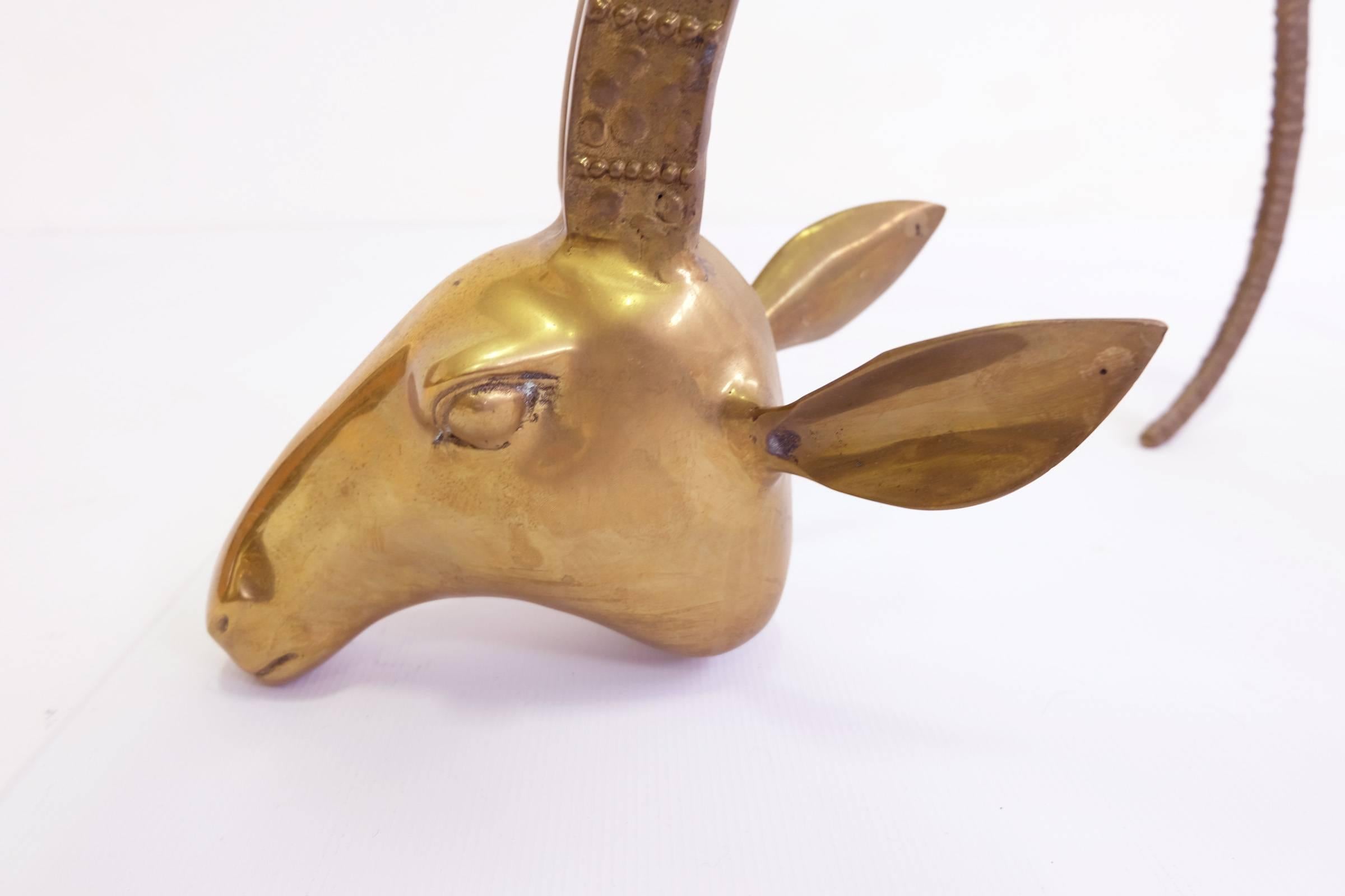 French Sculptural Brass Ibex Heads Coffee Table, Alain Chervet Attributed