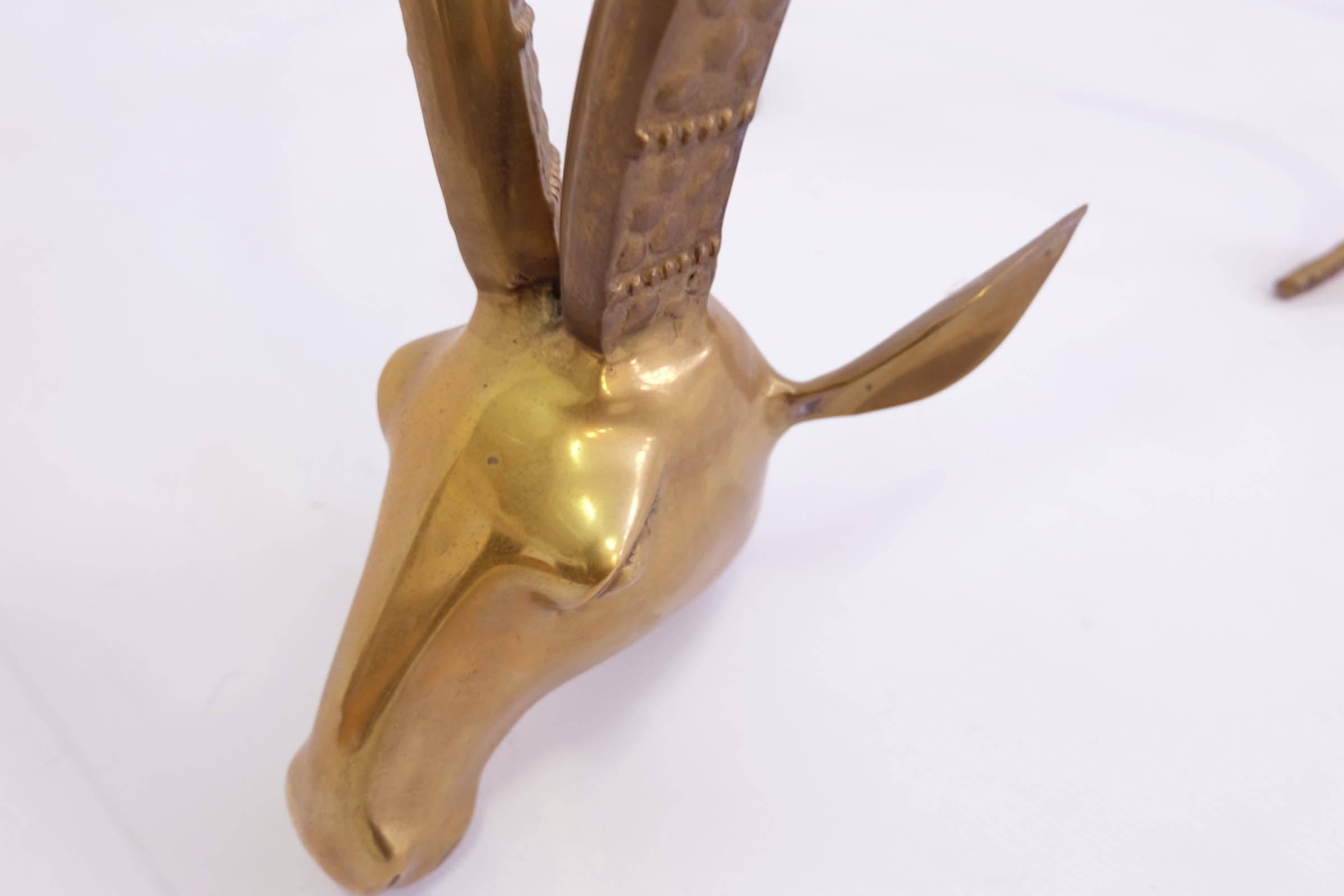 Late 20th Century Sculptural Brass Ibex Heads Coffee Table, Alain Chervet Attributed