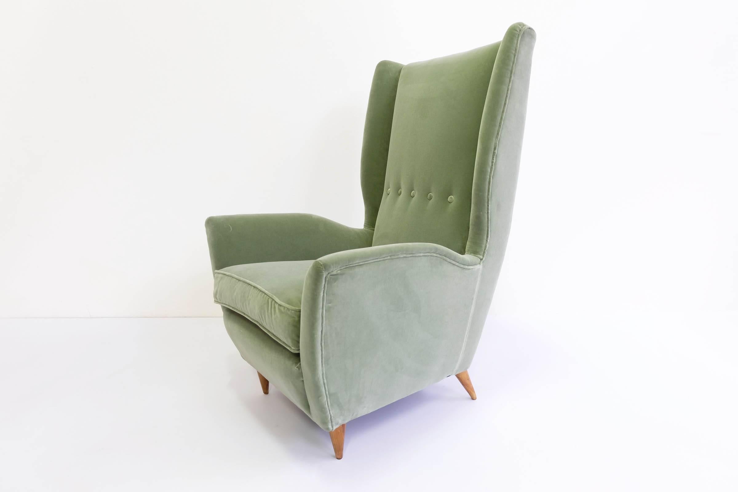 Mid-20th Century Gio Ponti 1950, Cozy Velvet Armchair