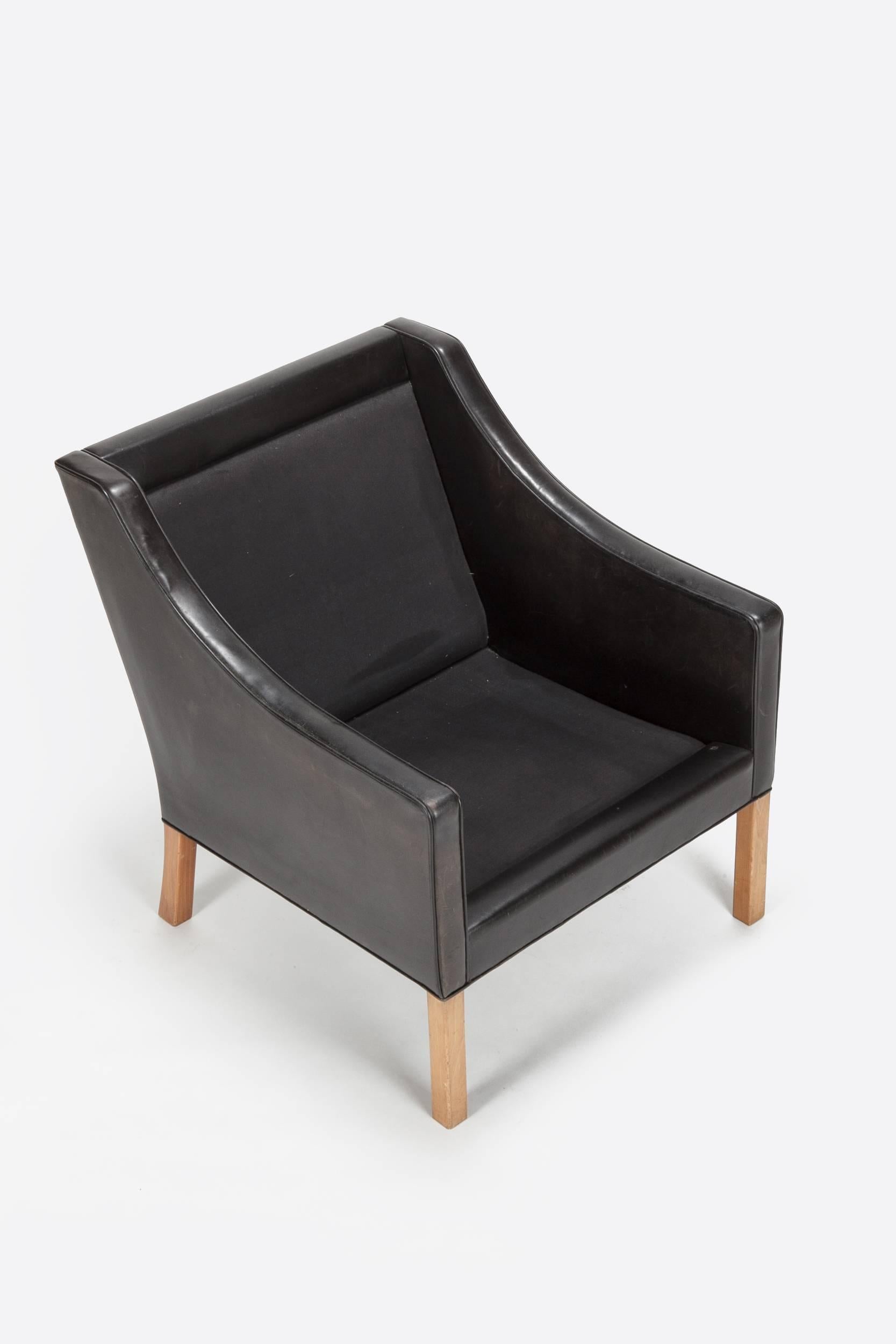 Leather Borge Mogensen Lounge Chair 2207 for Fredericia, 1963