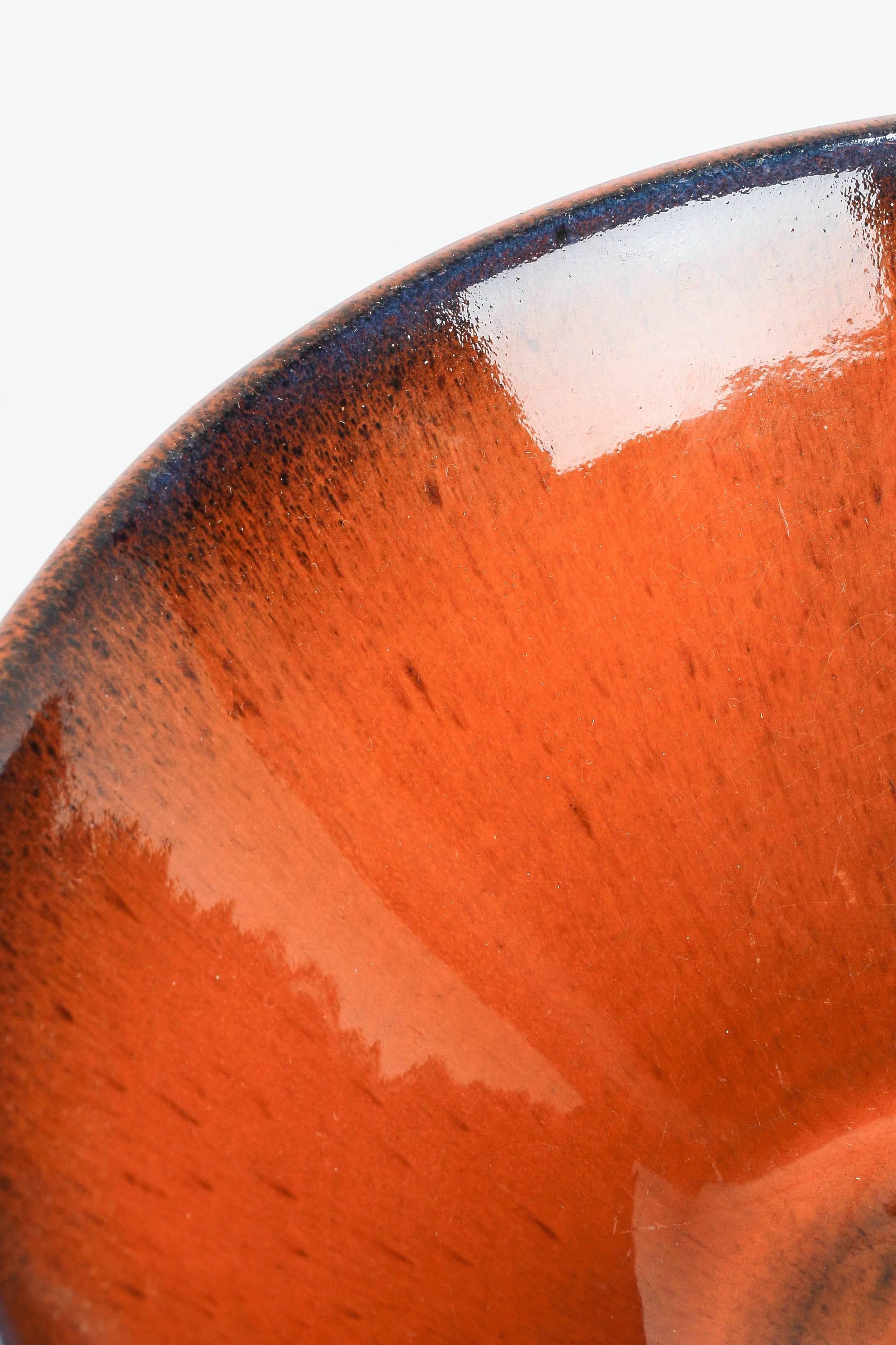 Mid-20th Century Swiss Orange Pottery Bowl Signed, 1960