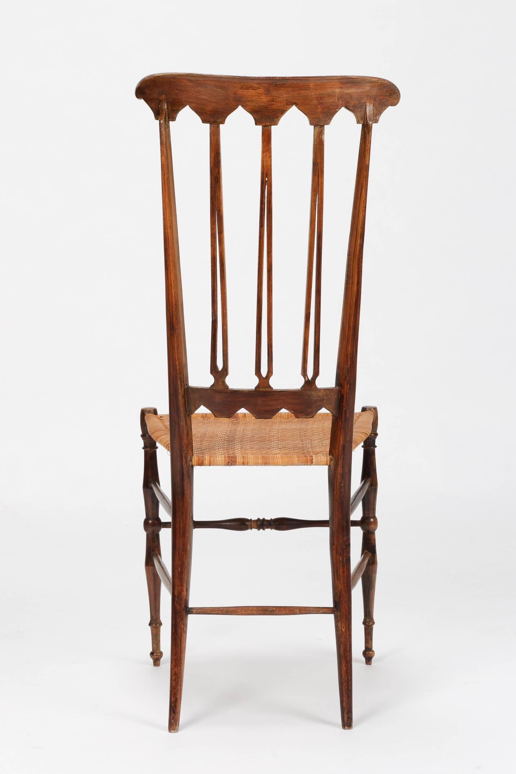 Italian Walnut Side Chair with Woven Cane Seat Chiavari, Italy, 1950 In Good Condition In Basel, CH