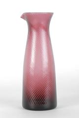 Italian Glass Carafe by Venini Ribbed Texture, 1950