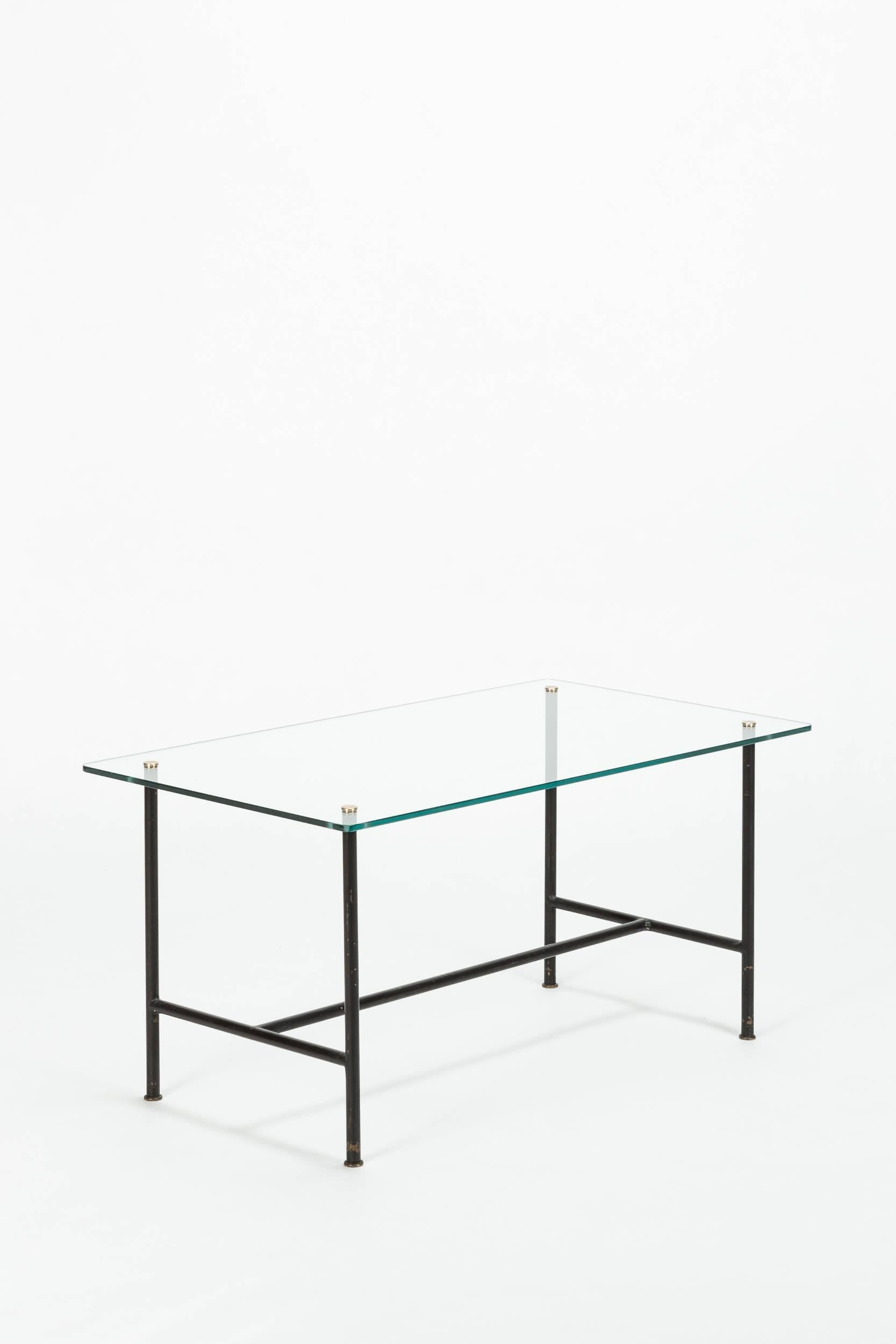 Mid-Century Modern Pierre Guariche Coffee Table Glass and Steel, 1950s