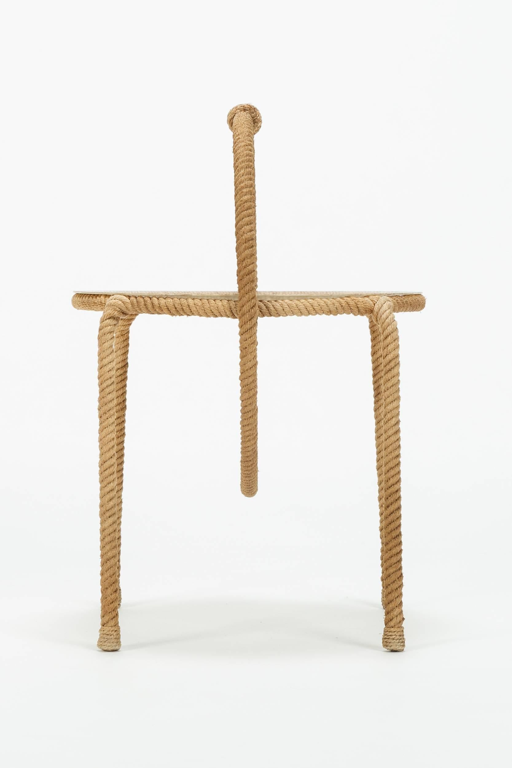 French Adrien Audoux & Frida Minet Tray Table Rope and Fiberglass, 1950