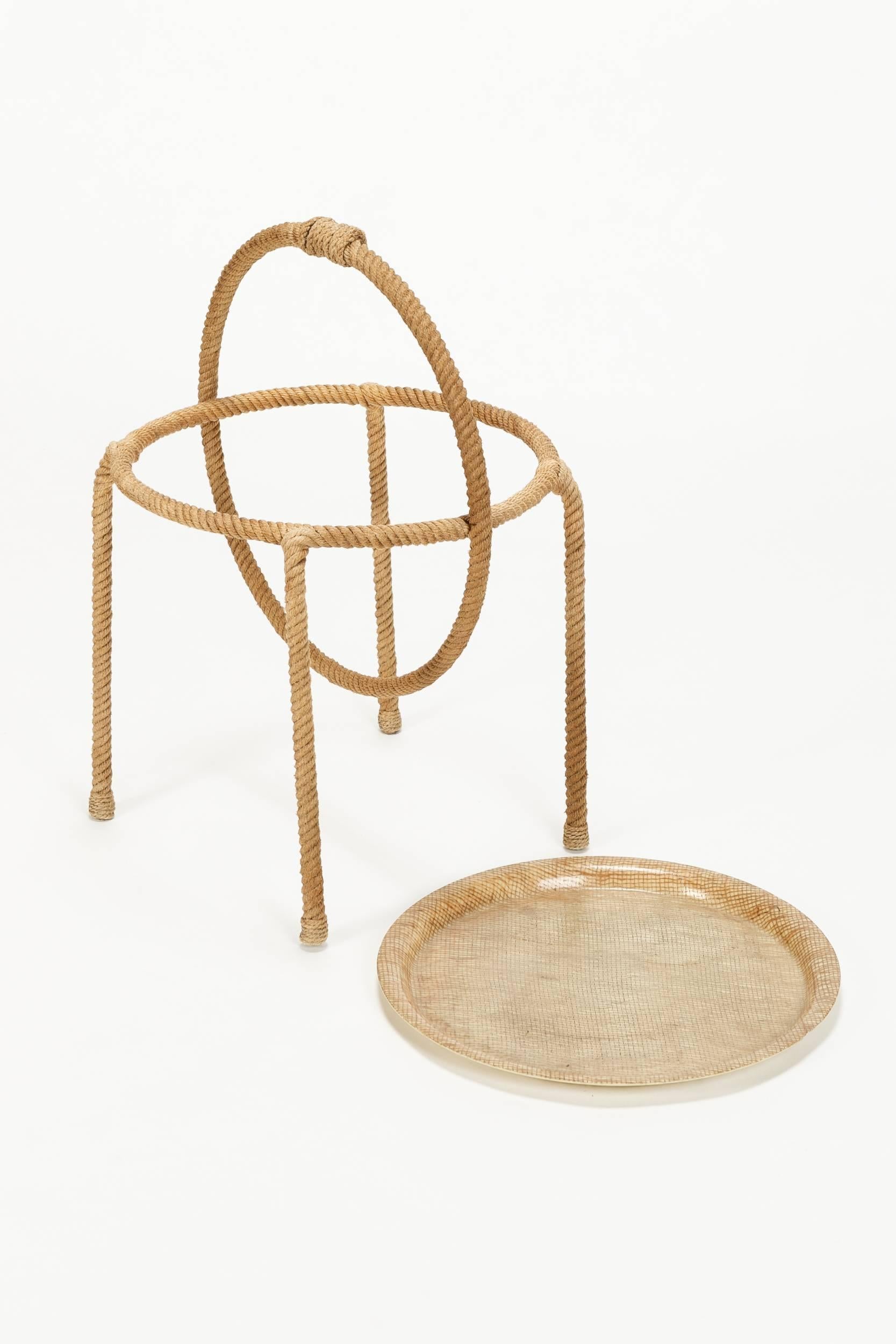 Adrien Audoux & Frida Minet Tray Table Rope and Fiberglass, 1950 1