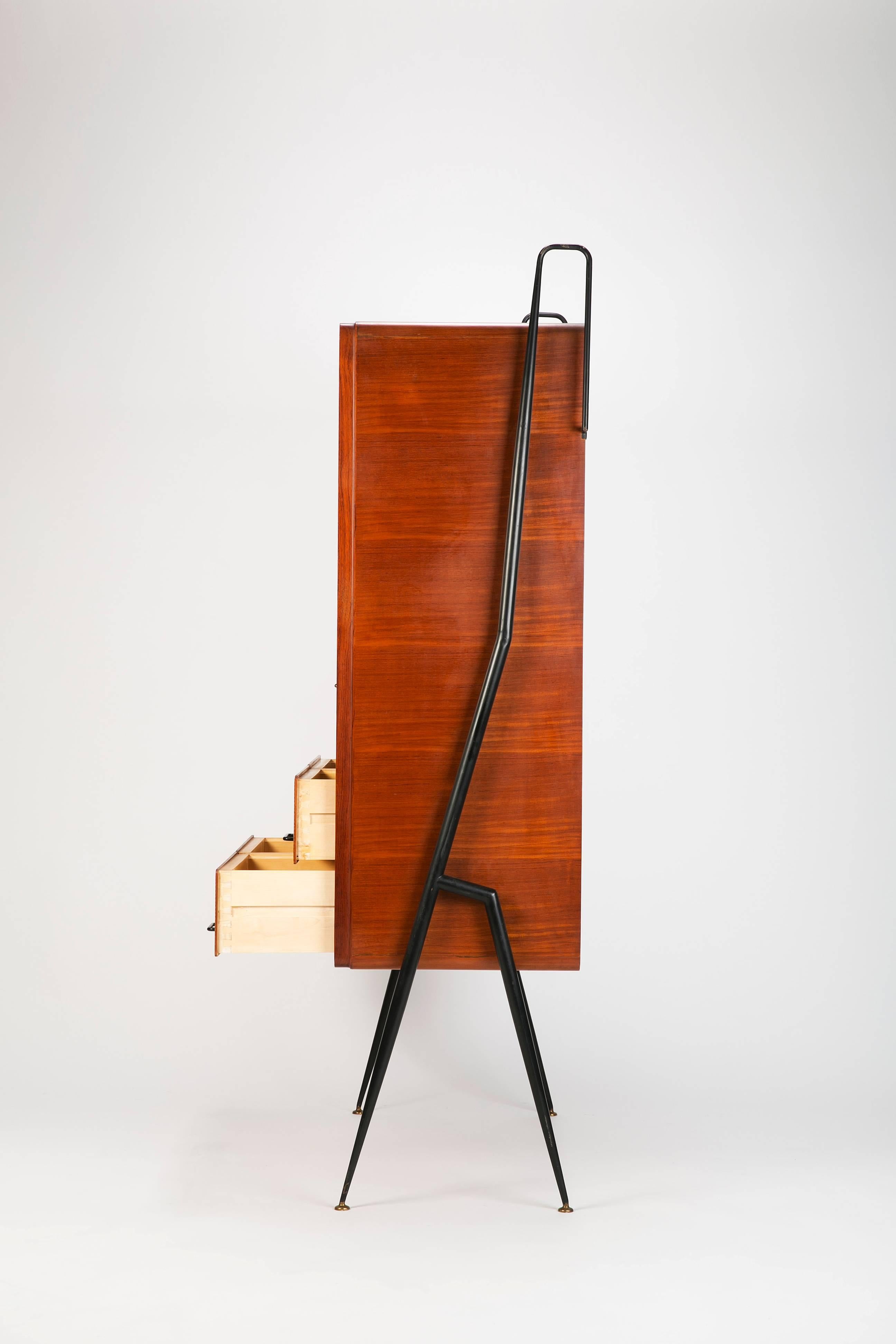 Silvio Cavatorta Highboard Cabinet Mahogany and Brass, 1950 In Good Condition In Basel, CH