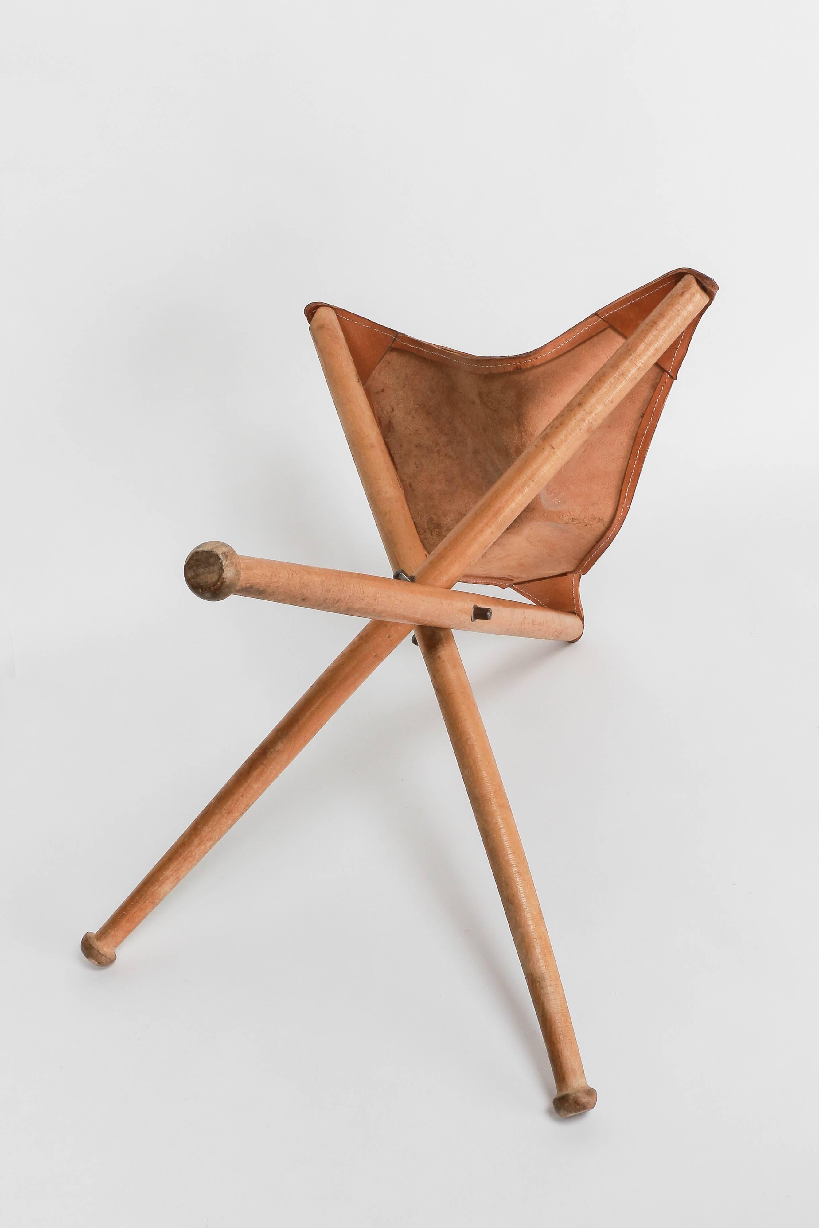 leather tripod stool