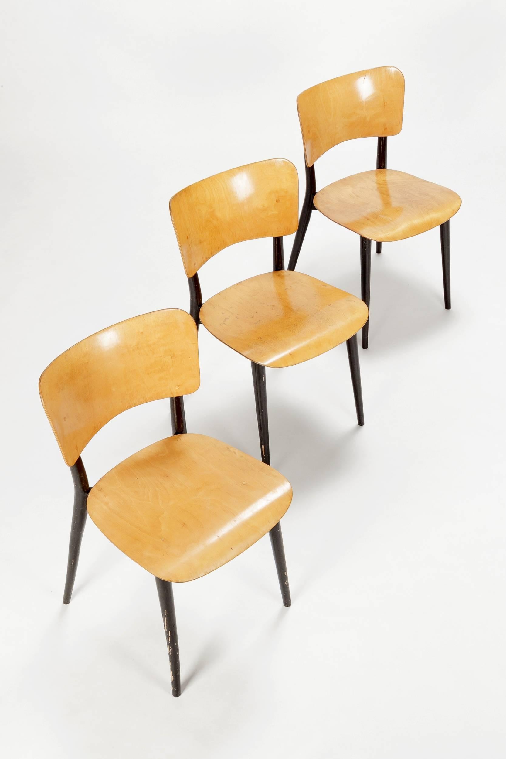 Set of Three Max Bill Chairs for Horgen Glarus, Switzerland, 1957 In Excellent Condition In Basel, CH