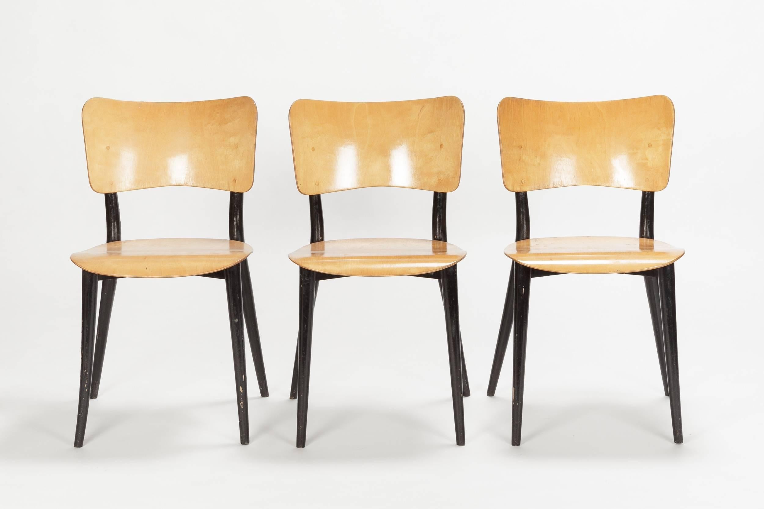 Swiss Set of Three Max Bill Chairs for Horgen Glarus, Switzerland, 1957