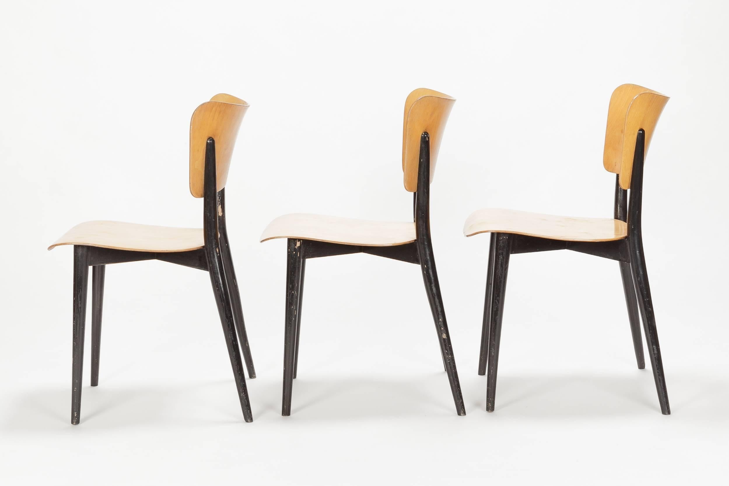 Mid-Century Modern Set of Three Max Bill Chairs for Horgen Glarus, Switzerland, 1957