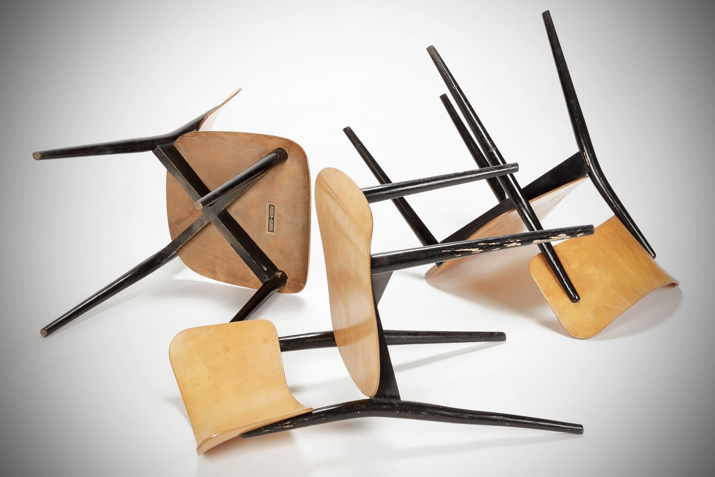 Mid-20th Century Set of Three Max Bill Chairs for Horgen Glarus, Switzerland, 1957