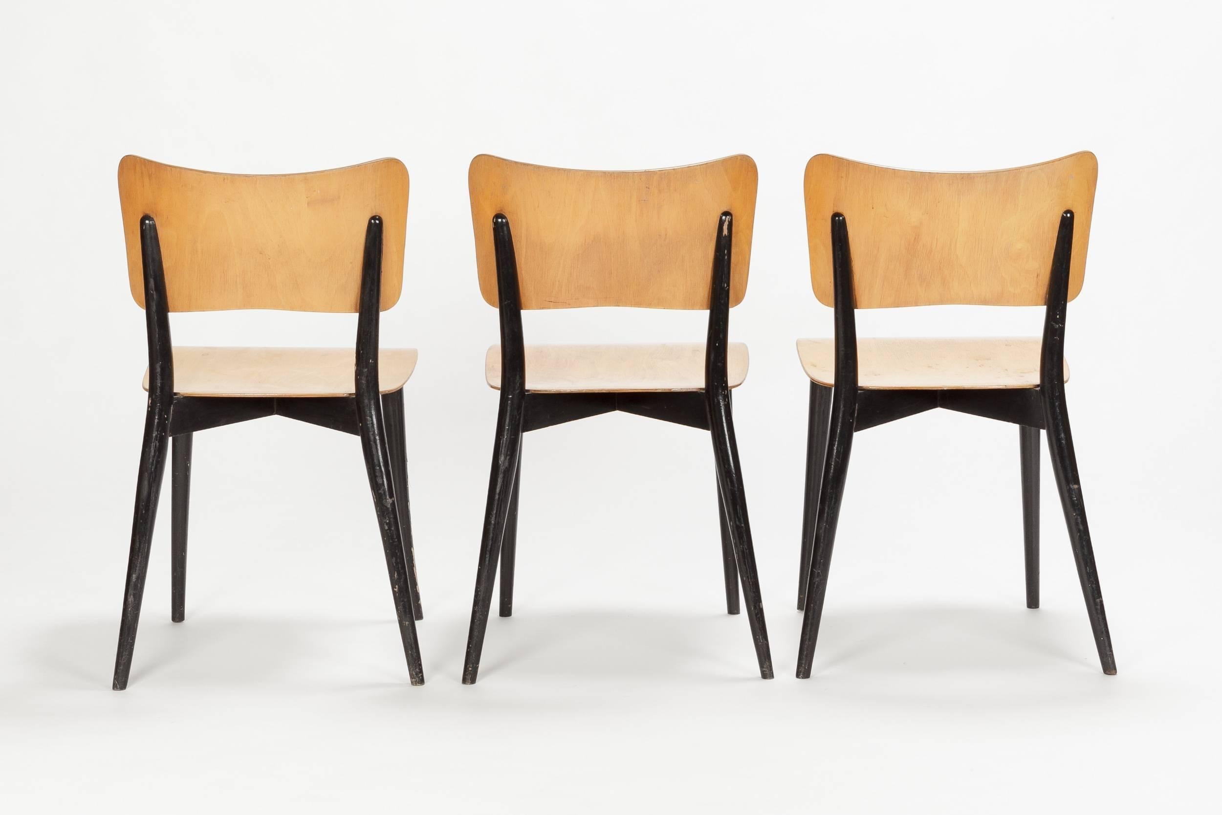Lacquered Set of Three Max Bill Chairs for Horgen Glarus, Switzerland, 1957