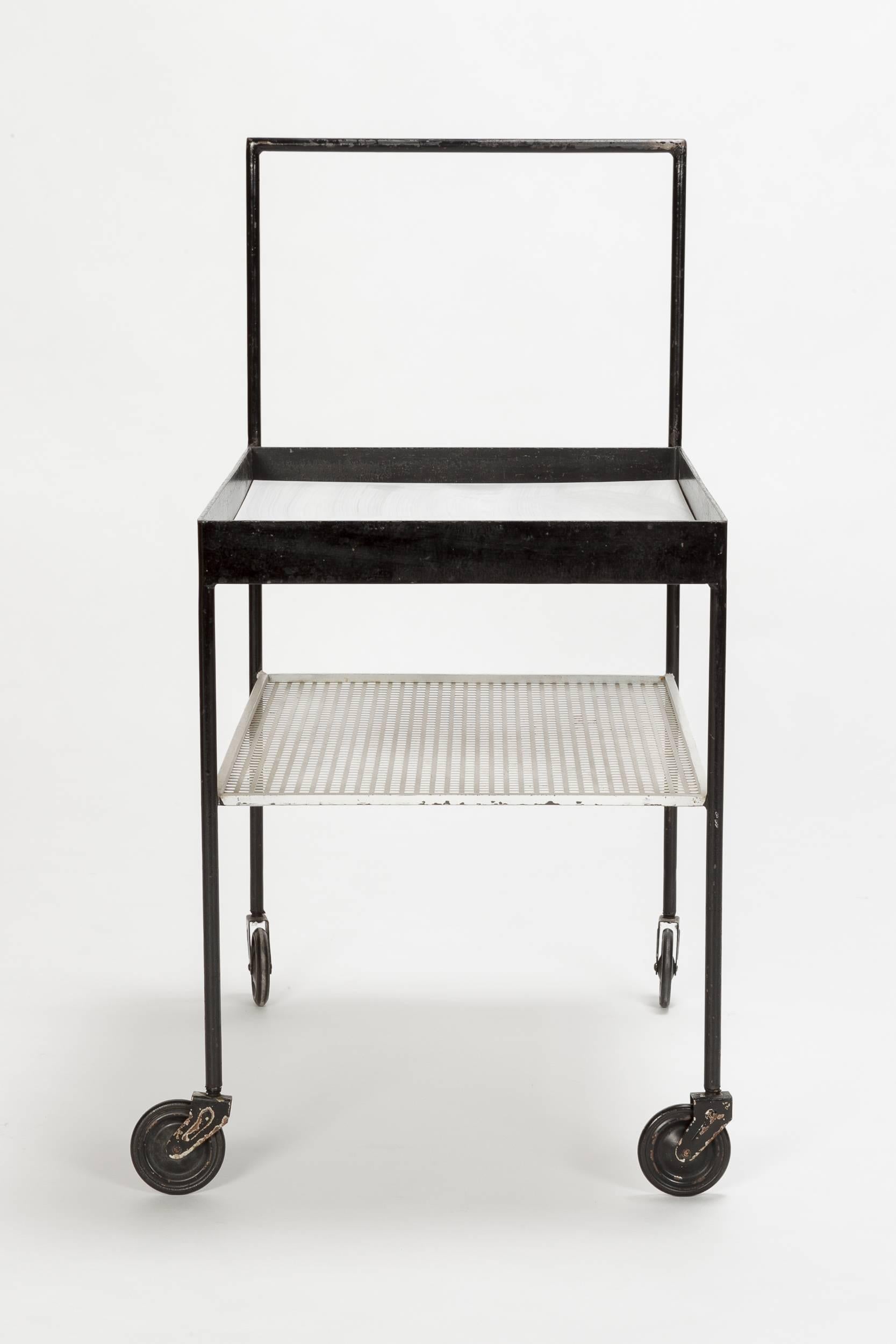 Lacquered French Bar Cart Attributed to Mathieu Matégot, 1950s