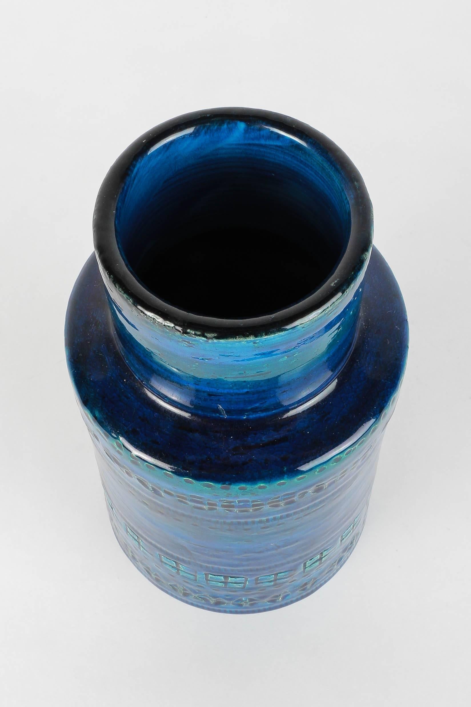 Mid-Century Modern Aldo Londi for Bitossi Rimini Blu Ceramic Vase, 1950s