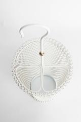 Mathieu Matégot Style Umbrella Stand White Metal and Brass, 1950s