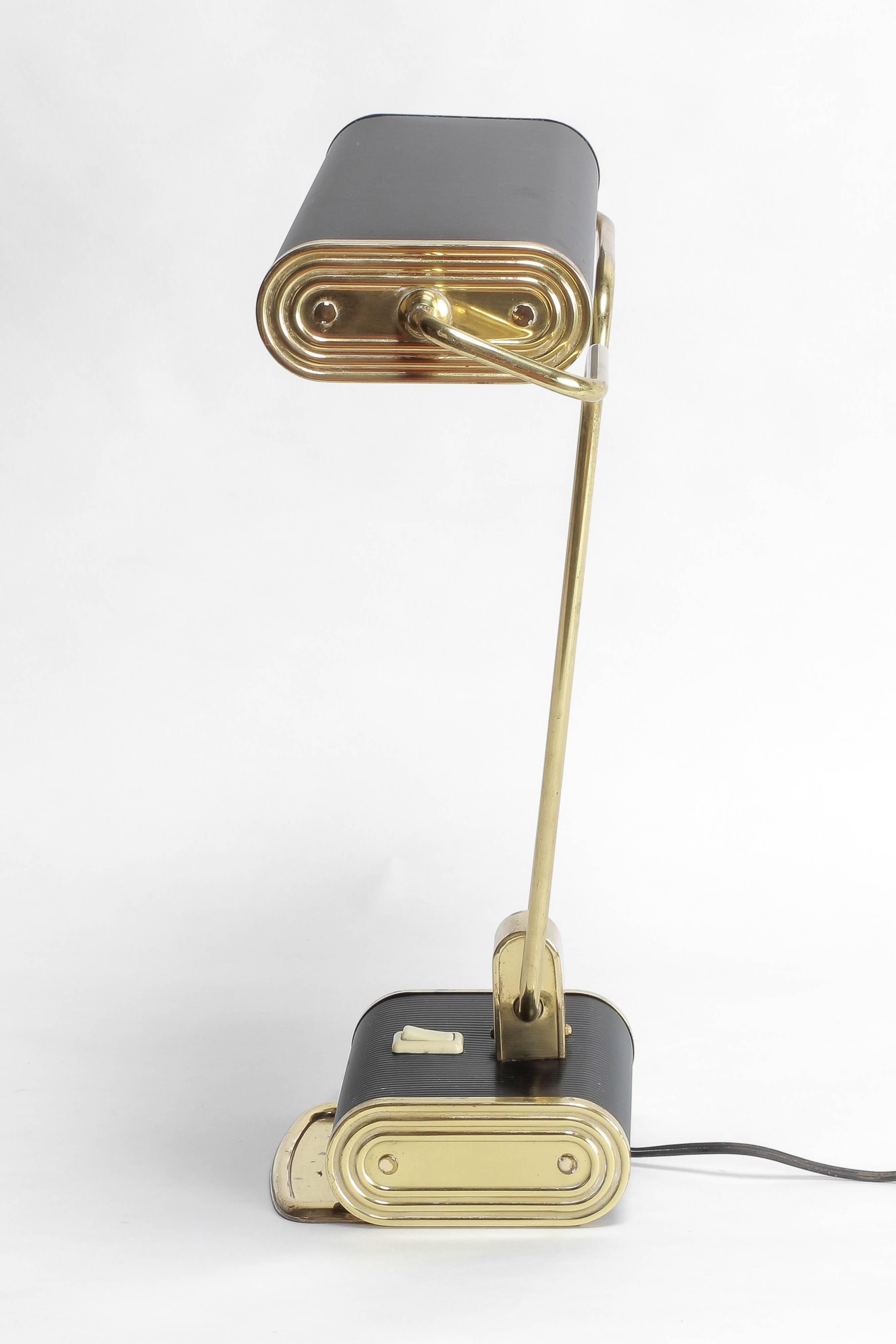 Mid-Century Modern Eileen Gray Desk Lamp for Jumo France Brass, 1940s