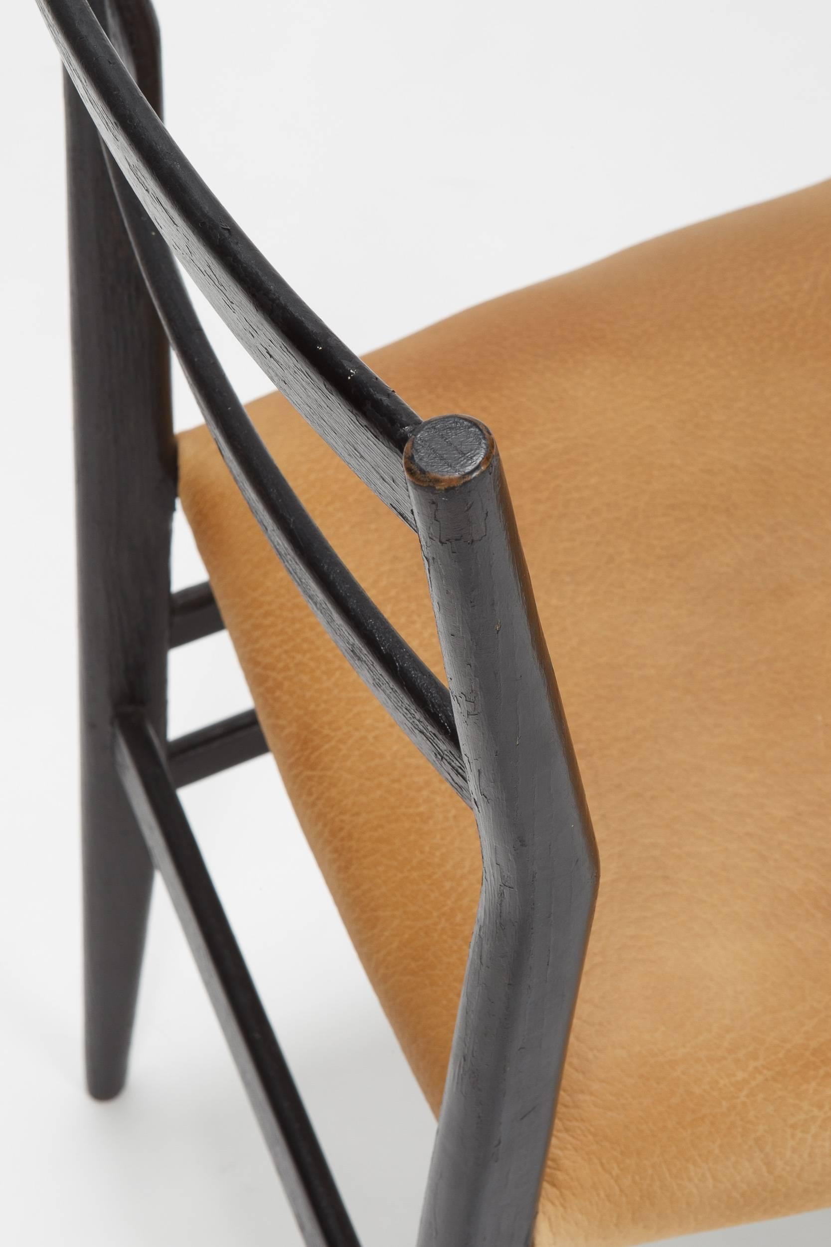 Leather 12 Gio Ponti Leggera Cassina Chairs, 1950s
