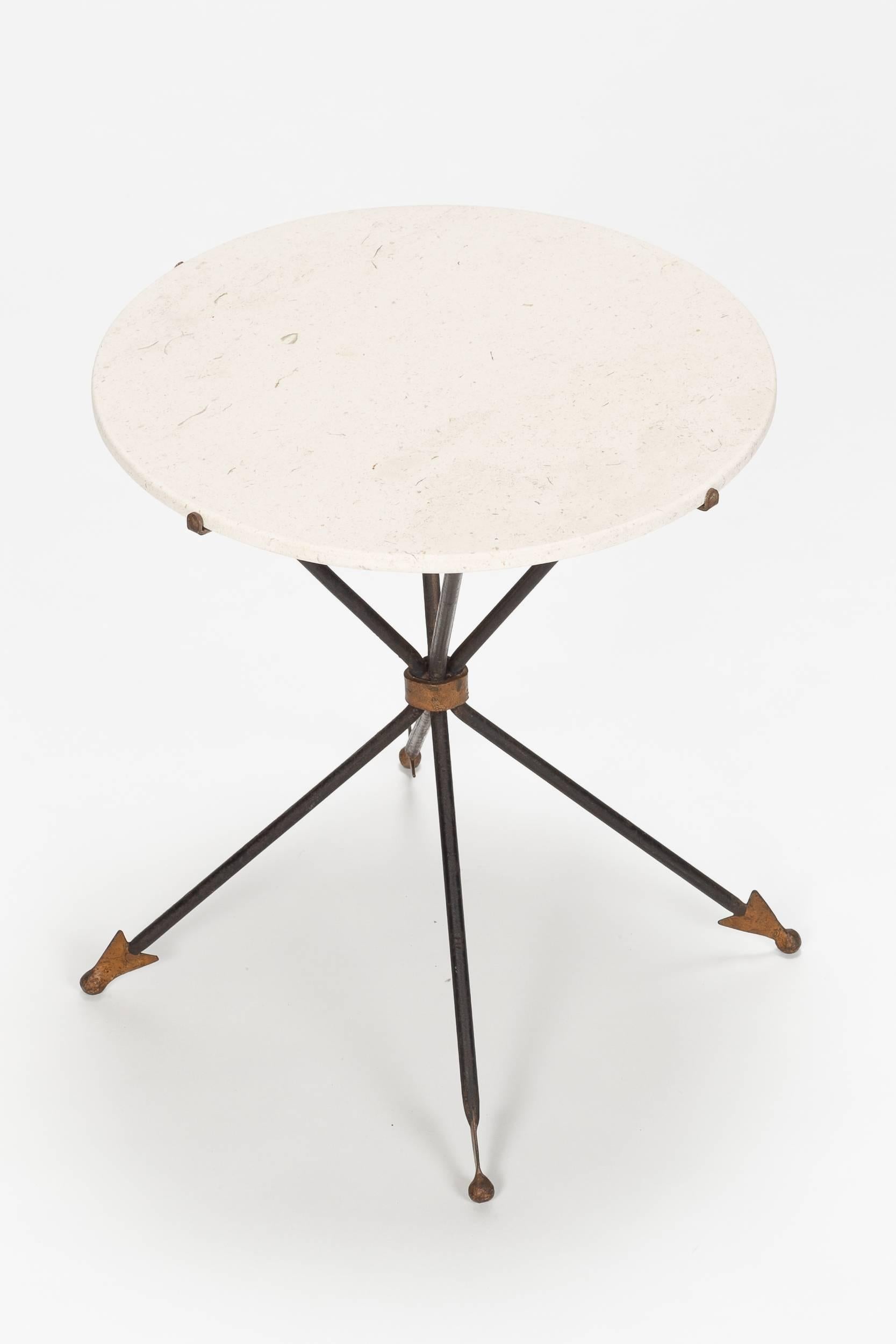 Mid-Century Modern French Neoclassical Style White Marble Table, 1940s For Sale